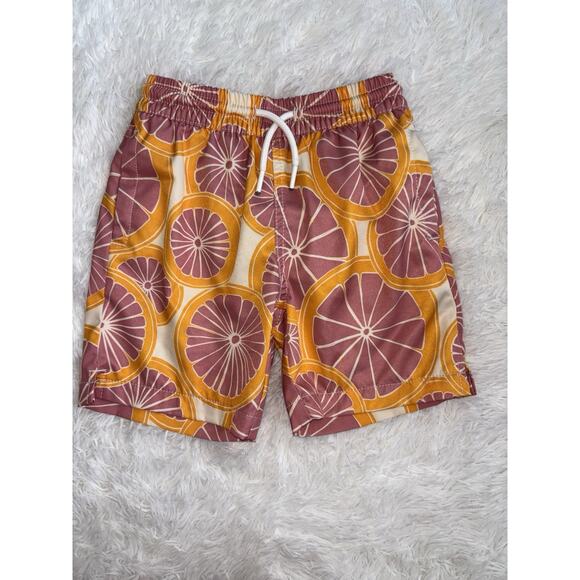 First Wave boys sz. 4/5 grapefruit design swim trunks. Adorable, grt. shape - Picture 2 of 5
